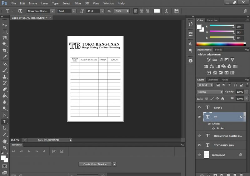 Tutorial Membuat Nota Pembayaran Dengan Adobe Photoshop 