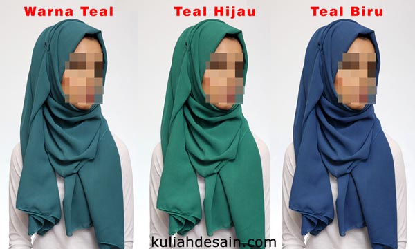 contoh warna teal pada pakaian muslimah hijab