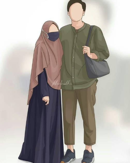 Gambar Kartun Couple Muslimah Romantis
