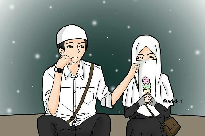Kartun Muslimah Couple Terpisah