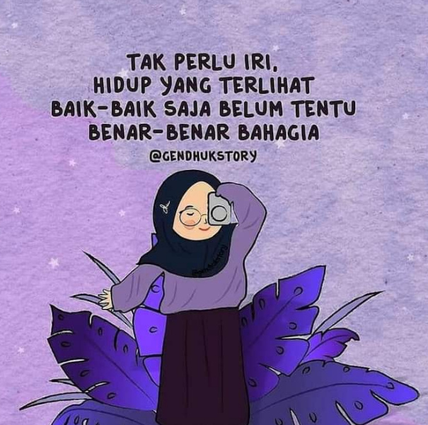 Gambar Kartun Muslimah Warna Ungu