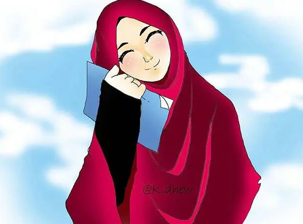 Kartun Muslimah Tersenyum Manis